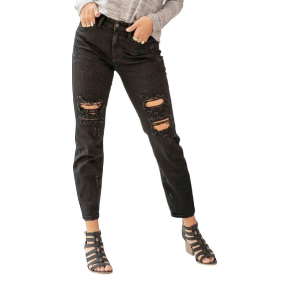 Judy Blue Denim - JUDY BLUE Loose Fit Distressed Black High Waist Jeans NWT Sz 20 W